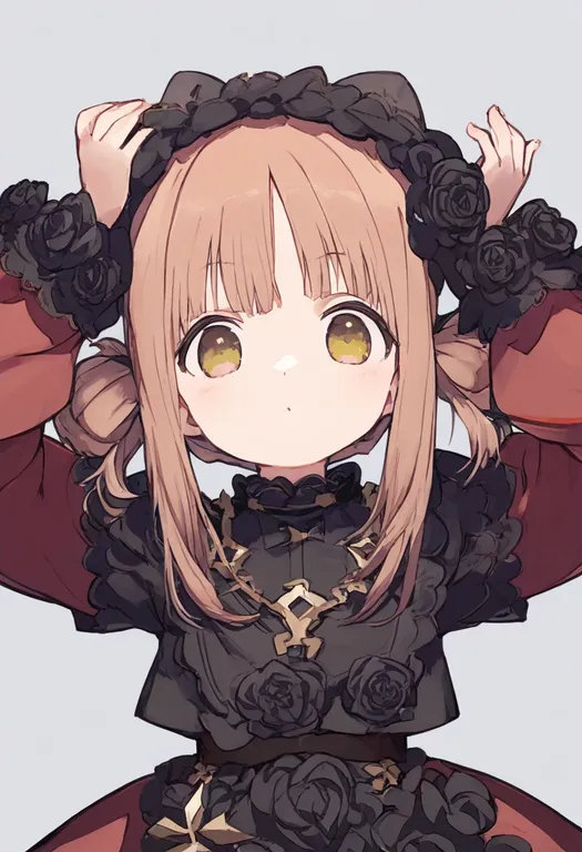 masterpiece, best quality, general, black flower, 1girl, solo, simple background — by k3scat, made with ComfyUI