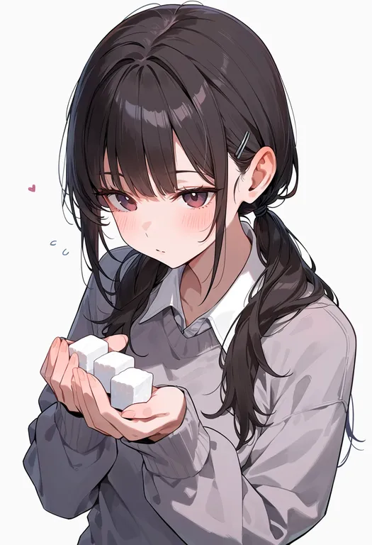 masterpiece, best quality, score_7, safe, sugar cube, 1girl, solo, upper body, simple background — by k3scat, made with ComfyUI