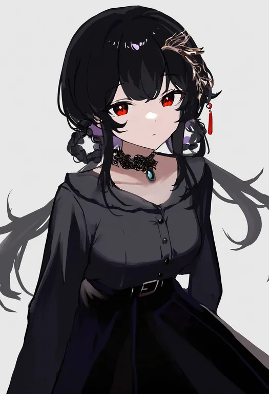 masterpiece, best quality, newest, absurdres, highres, safe, bird_hair_ornament, 1girl, solo, simple_background — by k3scat, made with ComfyUI