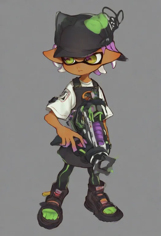 masterpiece, best quality, general, splatoon 1, solo, simple background — by k3scat, made with ComfyUI