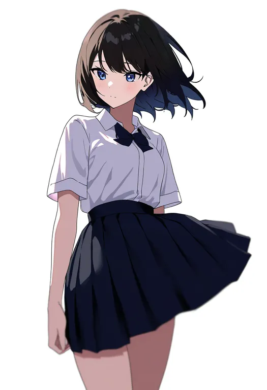 masterpiece, best quality, newest, absurdres, highres, safe, wind_lift, 1girl, solo, simple_background — by k3scat, made with ComfyUI