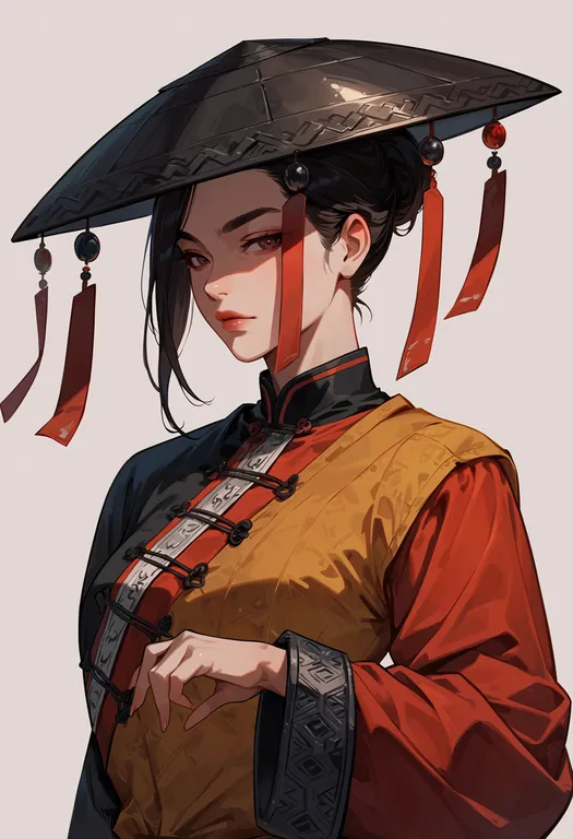 masterpiece, best quality, score_7, safe, pan yinhu, solo, upper body, simple background — by k3scat, made with ComfyUI