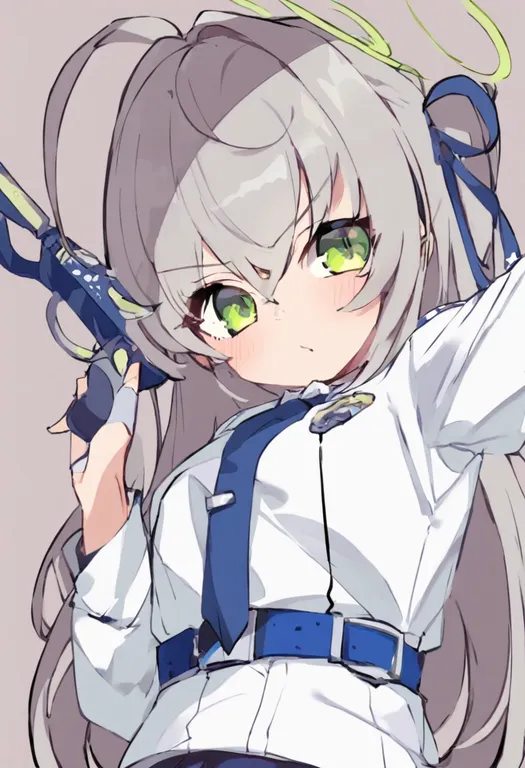 masterpiece, best quality, general, blue belt, 1girl, solo, simple background — by k3scat, made with ComfyUI