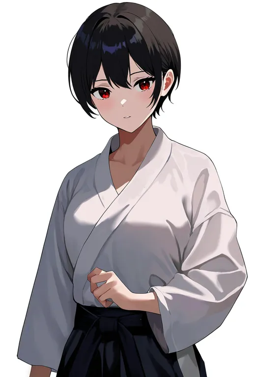 masterpiece, best quality, newest, absurdres, highres, safe, karate_gi, 1girl, solo, simple_background — by k3scat, made with ComfyUI