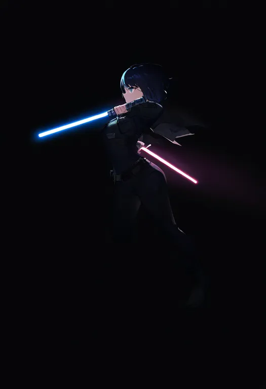 masterpiece, best quality, newest, absurdres, highres, safe, lightsaber, 1girl, solo, simple_background — by k3scat, made with ComfyUI