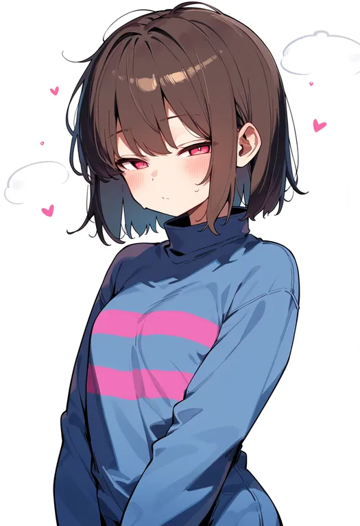 masterpiece, best quality, score_7, safe, frisk (undertale), undertale, solo, upper body, simple background — by k3scat, made with ComfyUI