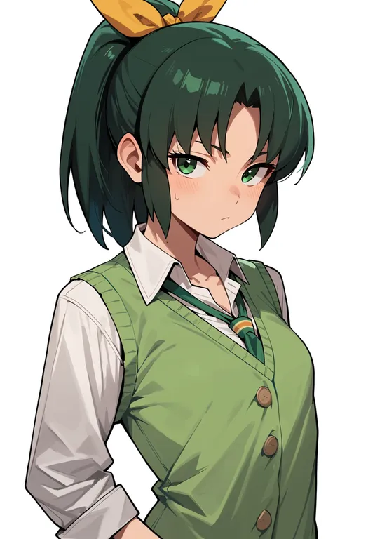 masterpiece, best quality, score_7, safe, midorikawa nao, solo, upper body, simple background — by k3scat, made with ComfyUI
