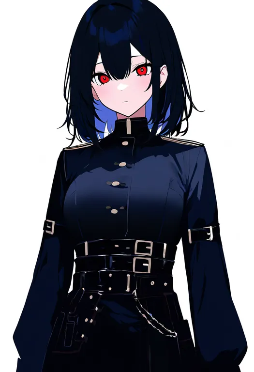 masterpiece, best quality, newest, absurdres, highres, safe, multiple_belts, 1girl, solo, simple_background — by k3scat, made with ComfyUI