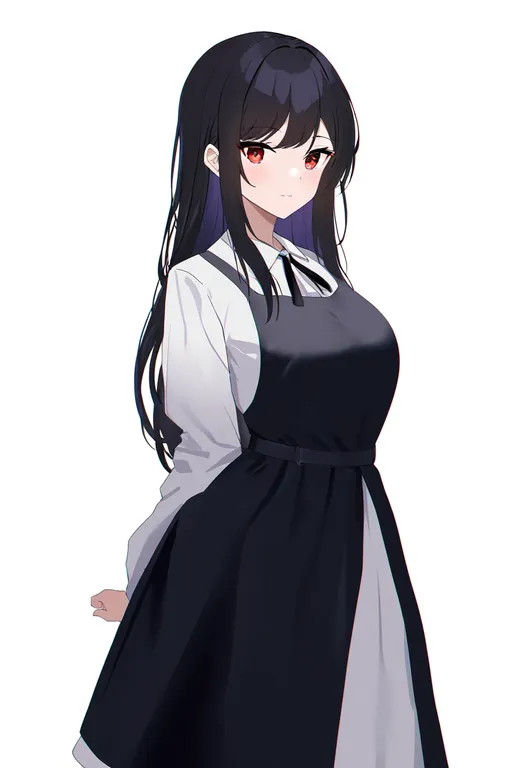 masterpiece, best quality, newest, absurdres, highres, safe, two-tone_dress, 1girl, solo, simple_background — by k3scat, made with ComfyUI