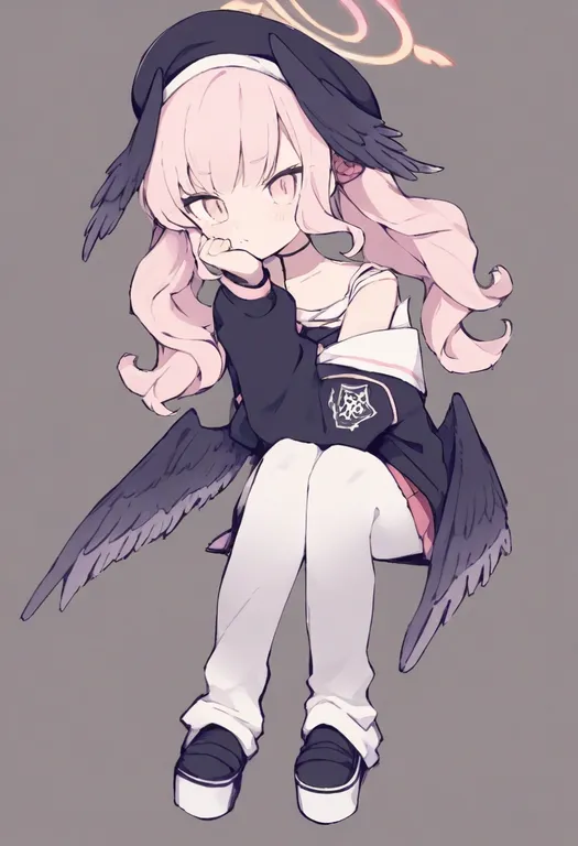 masterpiece, best quality, general, low wings, 1girl, solo, full body, simple background — by k3scat, made with ComfyUI