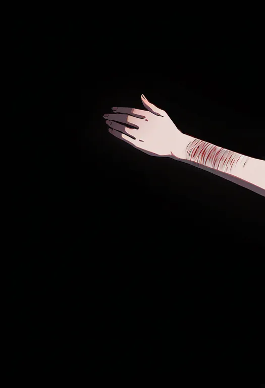 masterpiece, best quality, newest, absurdres, highres, safe, self-harm_scar, 1girl, solo, simple_background — by k3scat, made with ComfyUI