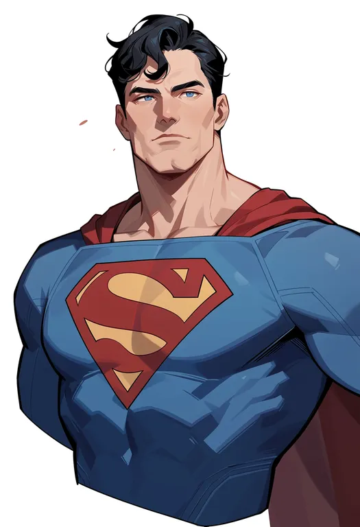 masterpiece, best quality, score_7, safe, superman, solo, upper body, simple background — by k3scat, made with ComfyUI