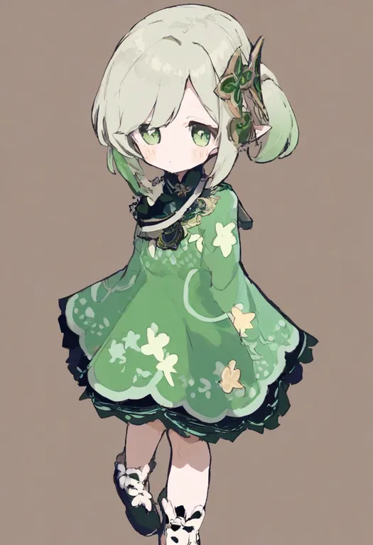 masterpiece, best quality, general, print dress, 1girl, solo, simple background — by k3scat, made with ComfyUI