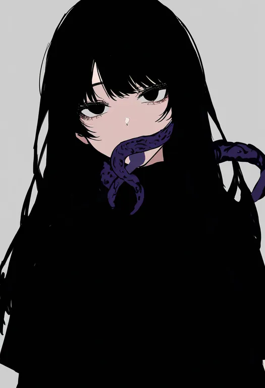 masterpiece, best quality, newest, absurdres, highres, safe, tentacle_in_mouth, 1girl, solo, simple_background — by k3scat, made with ComfyUI