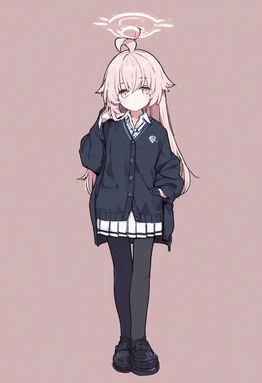 masterpiece, best quality, general, black cardigan, 1girl, solo, simple background — by k3scat, made with ComfyUI