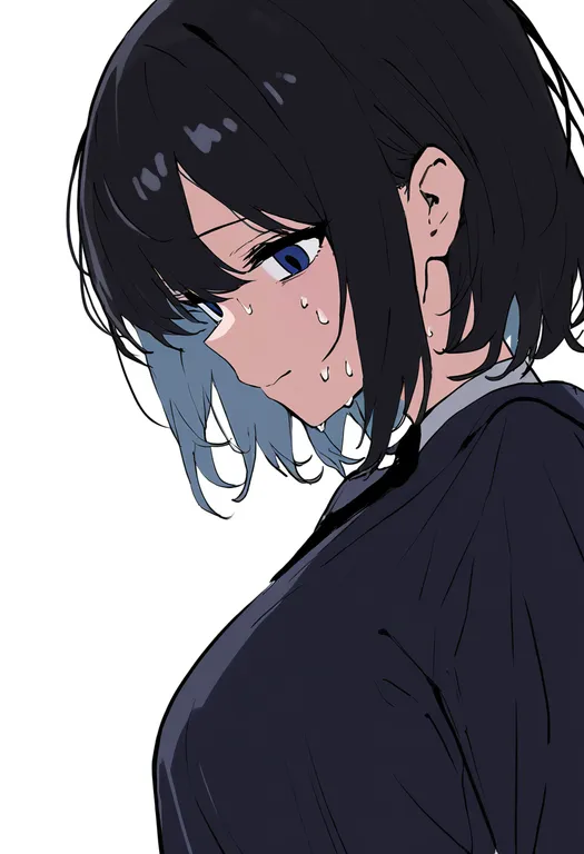 masterpiece, best quality, newest, absurdres, highres, safe, nervous_sweating, 1girl, solo, simple_background — by k3scat, made with ComfyUI
