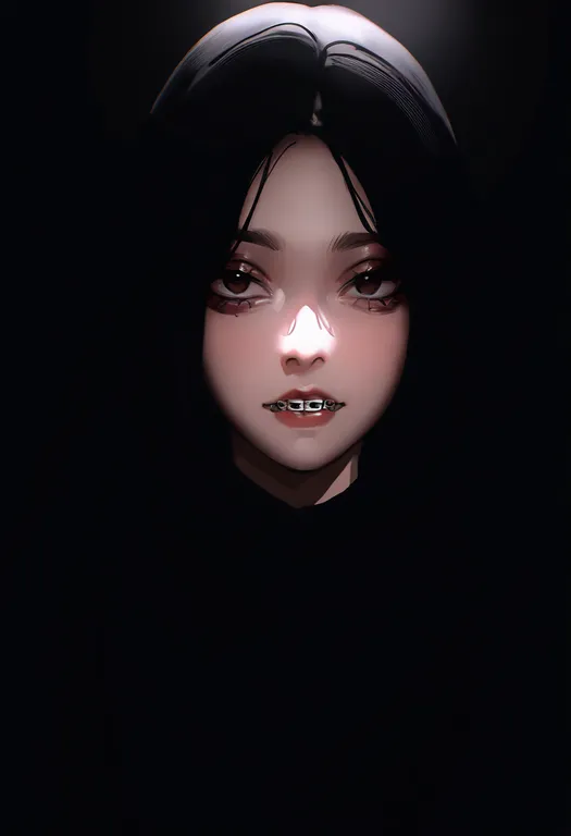 masterpiece, best quality, newest, absurdres, highres, safe, braces, 1girl, solo, simple_background — by k3scat, made with ComfyUI