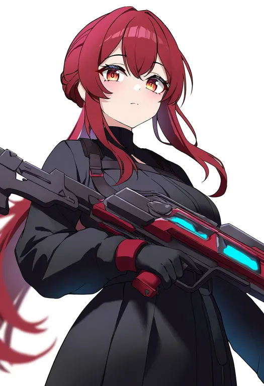 masterpiece, best quality, newest, absurdres, highres, safe, radiant_silvergun, solo, simple_background — by k3scat, made with ComfyUI