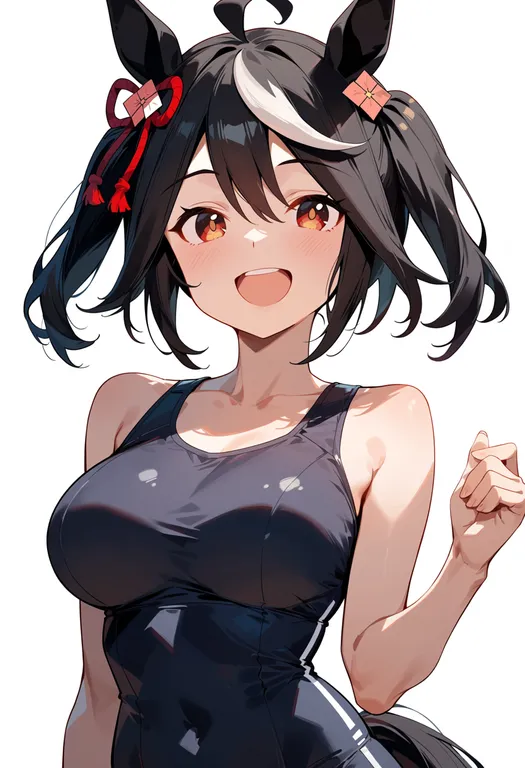 masterpiece, best quality, score_7, safe, kitasan black (umamusume), umamusume, solo, upper body, simple background — by k3scat, made with ComfyUI