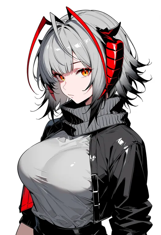 masterpiece, best quality, score_7, safe, w (arknights), arknights, solo, upper body, simple background — by k3scat, made with ComfyUI