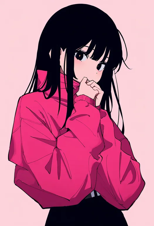 masterpiece, best quality, newest, absurdres, highres, safe, pink_jacket, 1girl, solo, simple_background — by k3scat, made with ComfyUI