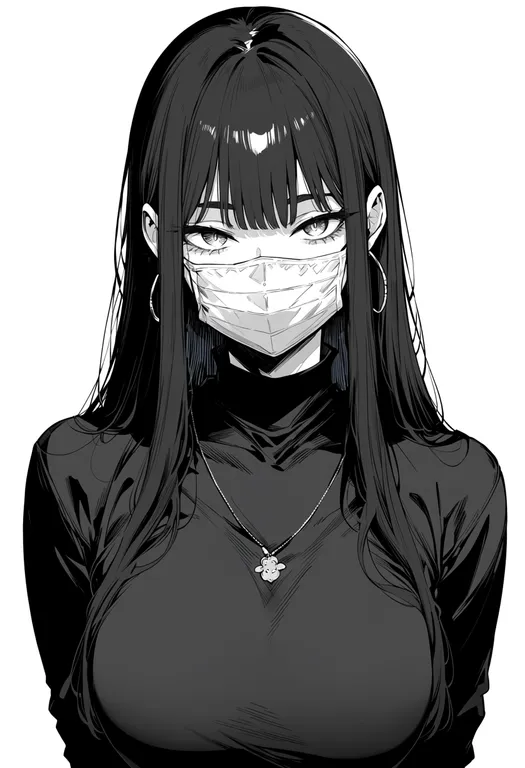 masterpiece, best quality, score_7, safe, kuchisake-onna, solo, upper body, simple background — by k3scat, made with ComfyUI