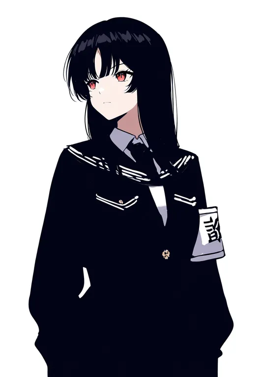 masterpiece, best quality, newest, absurdres, highres, safe, white_armband, 1girl, solo, simple_background — by k3scat, made with ComfyUI