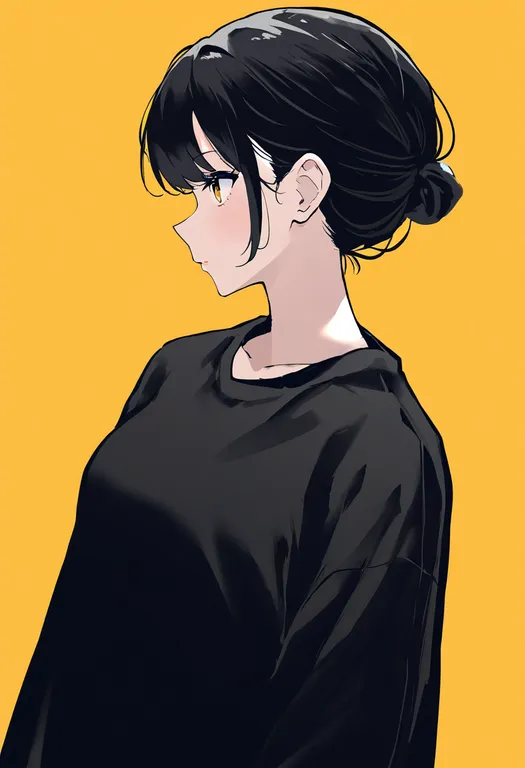 masterpiece, best quality, newest, absurdres, highres, safe, hair_bun, 1girl, solo, simple_background — by k3scat, made with ComfyUI