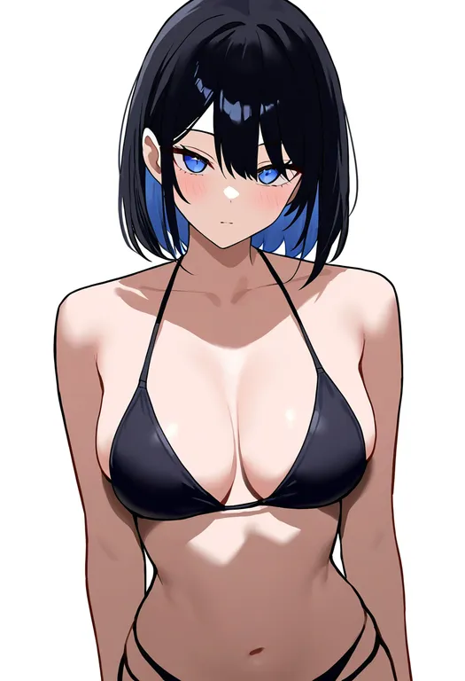 masterpiece, best quality, newest, absurdres, highres, safe, bikini_top_aside, 1girl, solo, simple_background — by k3scat, made with ComfyUI