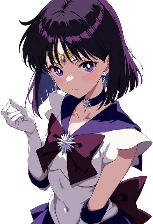 masterpiece, best quality, score_7, safe, sailor saturn, solo, upper body, simple background — by k3scat, made with ComfyUI