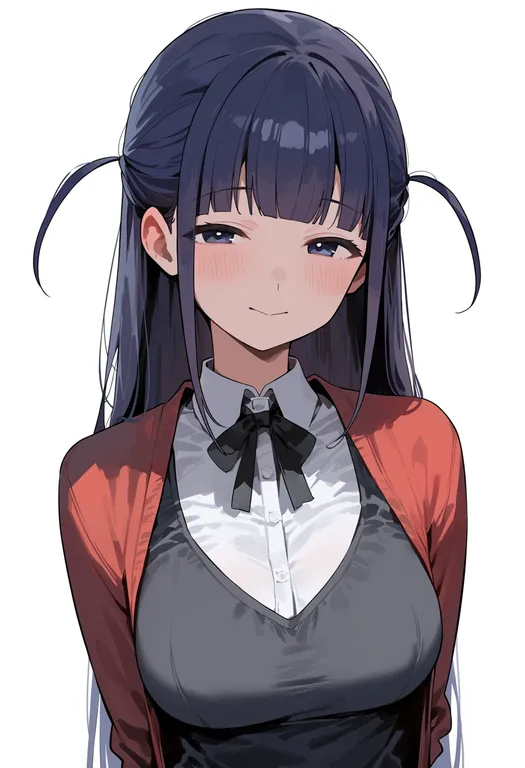 masterpiece, best quality, score_7, safe, tsuyuzaki mahiru, solo, upper body, simple background — by k3scat, made with ComfyUI