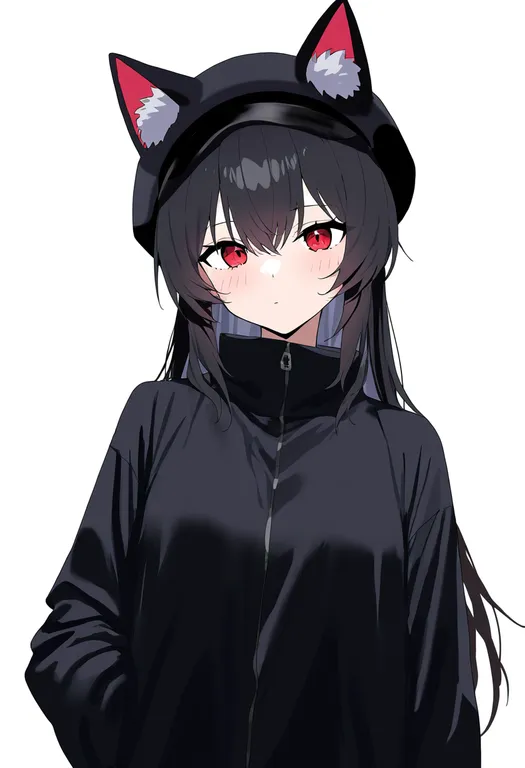 masterpiece, best quality, newest, absurdres, highres, safe, animal_ear_headwear, 1girl, solo, simple_background — by k3scat, made with ComfyUI