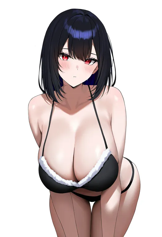 masterpiece, best quality, newest, absurdres, highres, safe, fur-trimmed_bikini, 1girl, solo, simple_background — by k3scat, made with ComfyUI