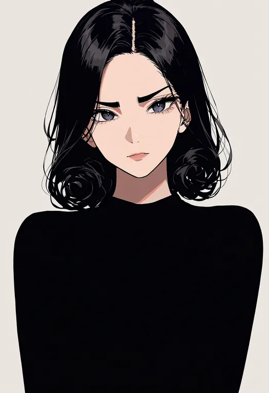 masterpiece, best quality, newest, absurdres, highres, safe, curly_eyebrows, 1girl, solo, simple_background — by k3scat, made with ComfyUI