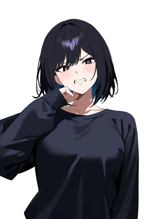masterpiece, best quality, newest, absurdres, highres, safe, arguing, 1girl, solo, simple_background — by k3scat, made with ComfyUI
