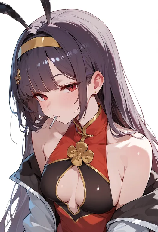 masterpiece, best quality, score_7, safe, ping hai (azur lane), azur lane, solo, upper body, simple background — by k3scat, made with ComfyUI