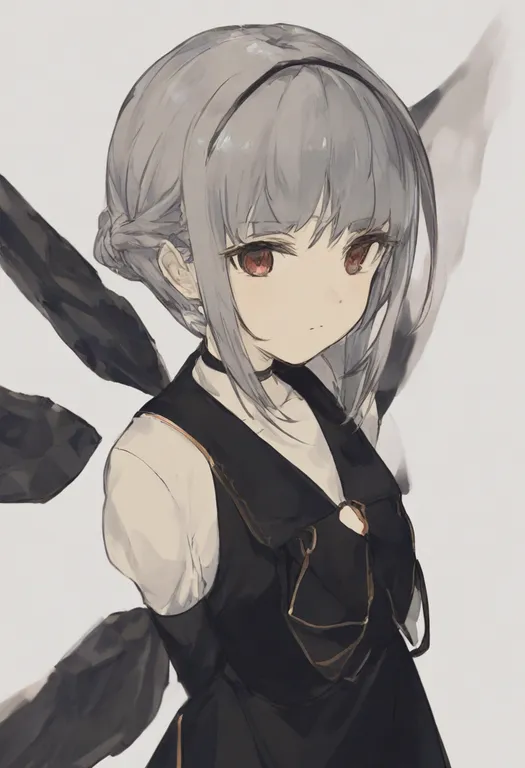 masterpiece, best quality, general, black dress, 1girl, solo, simple background — by k3scat, made with ComfyUI