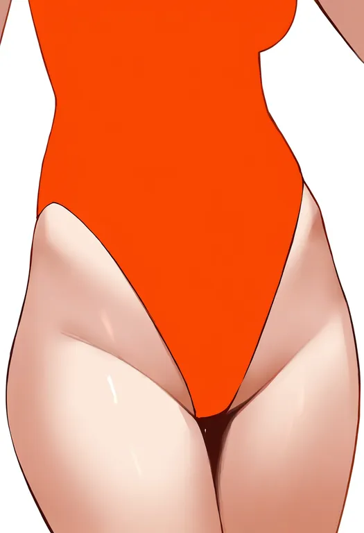 masterpiece, best quality, newest, absurdres, highres, safe, orange_leotard, 1girl, solo, simple_background — by k3scat, made with ComfyUI