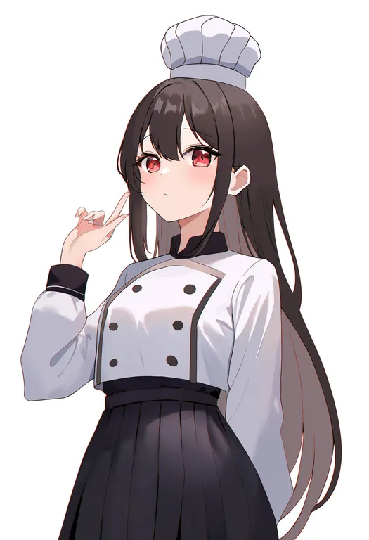 masterpiece, best quality, newest, absurdres, highres, safe, mini_chef_hat, 1girl, solo, simple_background — by k3scat, made with ComfyUI