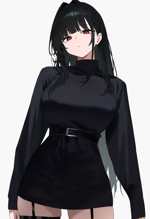 masterpiece, best quality, newest, absurdres, highres, safe, black_garter_belt, 1girl, solo, simple_background — by k3scat, made with ComfyUI