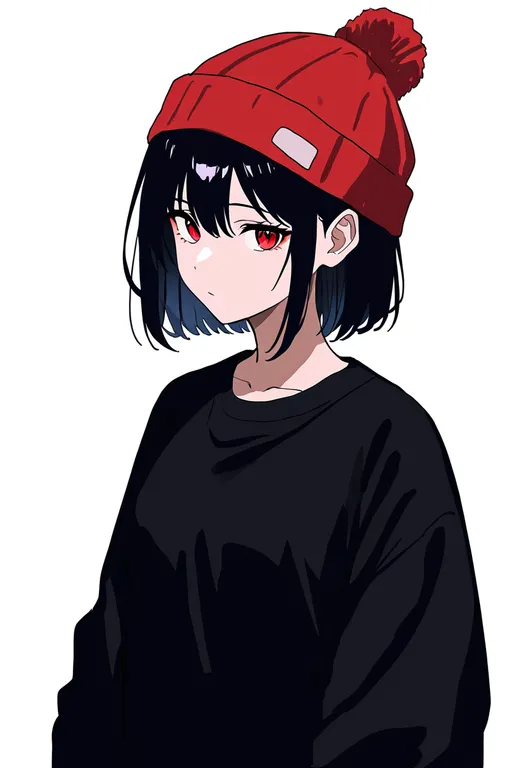 masterpiece, best quality, newest, absurdres, highres, safe, pom_pom_beanie, 1girl, solo, simple_background — by k3scat, made with ComfyUI