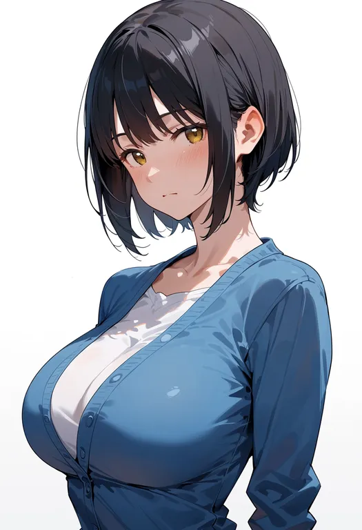 masterpiece, best quality, score_7, safe, takafuji kako, solo, upper body, simple background — by k3scat, made with ComfyUI