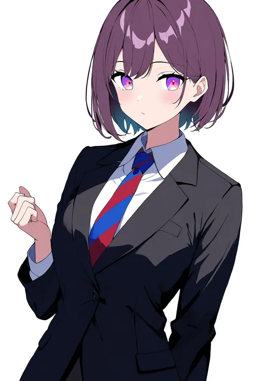 masterpiece, best quality, newest, absurdres, highres, safe, two-tone_necktie, 1girl, solo, simple_background — by k3scat, made with ComfyUI