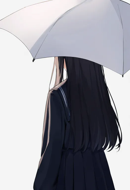 masterpiece, best quality, newest, absurdres, highres, safe, white_umbrella, 1girl, solo, simple_background — by k3scat, made with ComfyUI