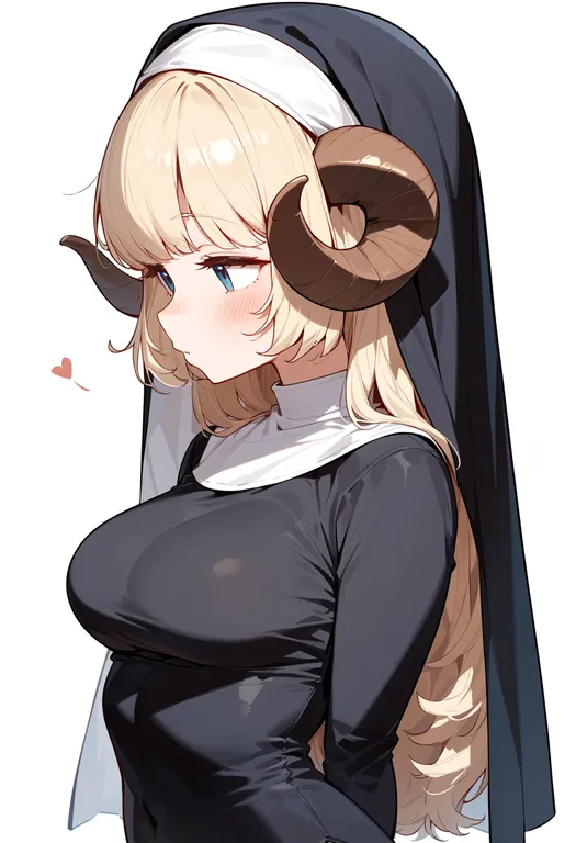 masterpiece, best quality, score_7, safe, sheep nun (diva), solo, upper body, simple background — by k3scat, made with ComfyUI