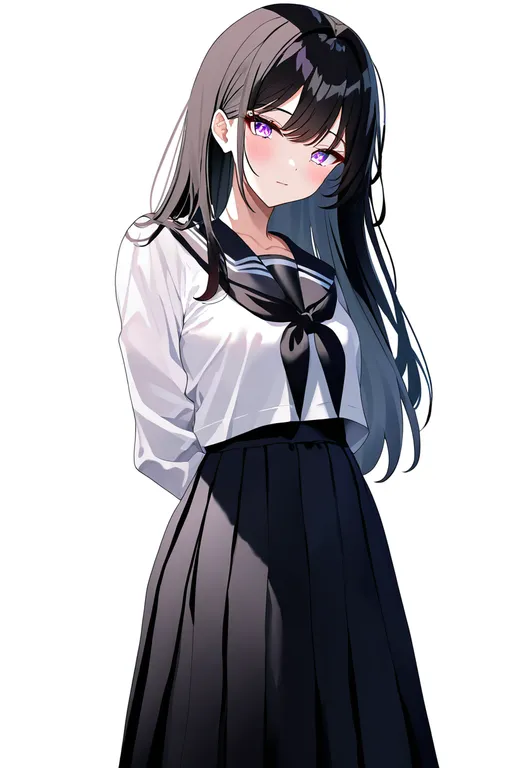masterpiece, best quality, newest, absurdres, highres, safe, white_serafuku, 1girl, solo, simple_background — by k3scat, made with ComfyUI