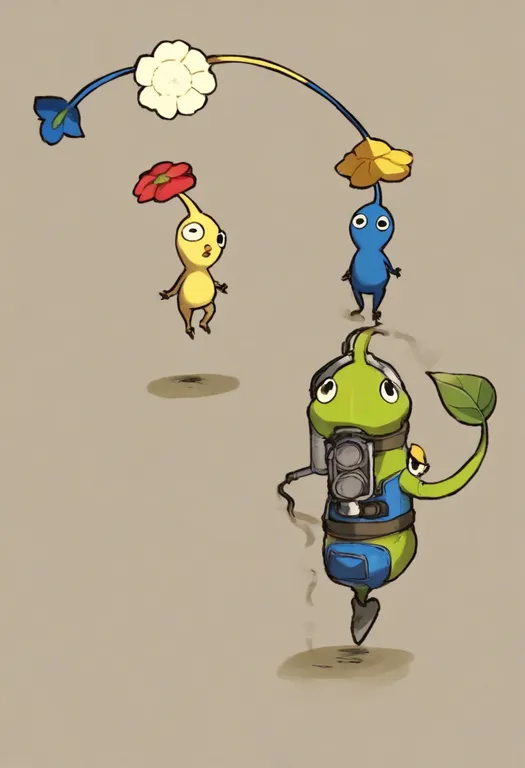 masterpiece, best quality, general, pikmin (creature), 1girl, solo, simple background — by k3scat, made with ComfyUI