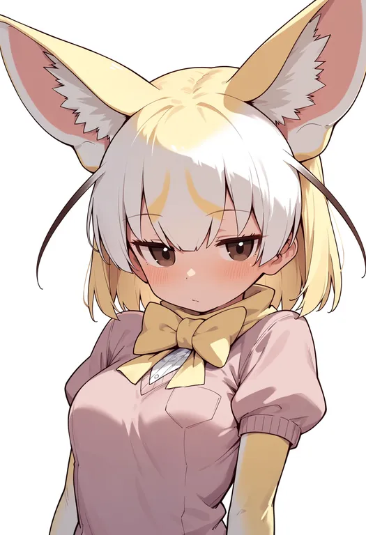 masterpiece, best quality, score_7, safe, fennec (kemono friends), kemono friends, solo, upper body, simple background — by k3scat, made with ComfyUI