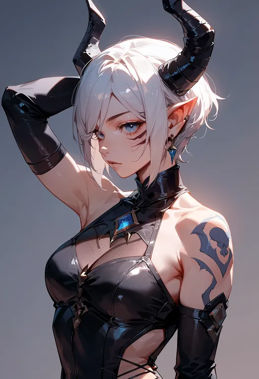 masterpiece, best quality, score_7, safe, legion (demons), solo, upper body, simple background — by k3scat, made with ComfyUI