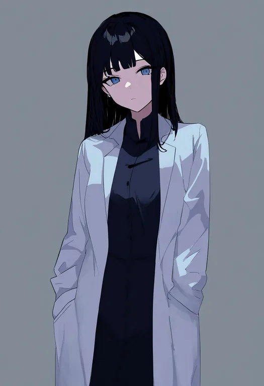 masterpiece, best quality, newest, absurdres, highres, safe, lab_coat, 1girl, solo, simple_background — by k3scat, made with ComfyUI